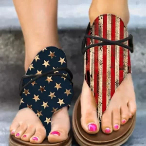 American Flag Zipper Flat Sandals
