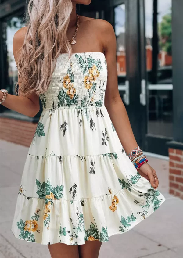 Floral White Mini Dress